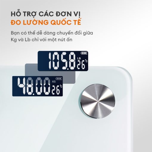 Cân điện tử sức khỏe thông minh Gaabor GWS-M02A nhiều đơn vị đo