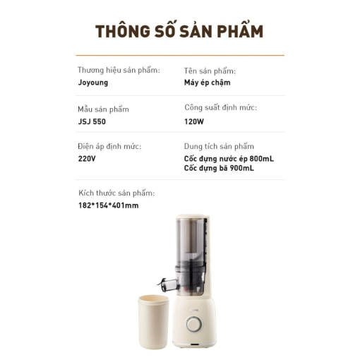 Máy ép chậm Joyoung JSJ-550 | Dung tích 800ml | Công suất 120W