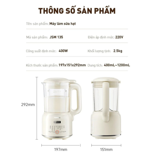 Máy làm sữa hạt Joyoung JSM-135 | Dung tích 1.2L | Công suất 400W